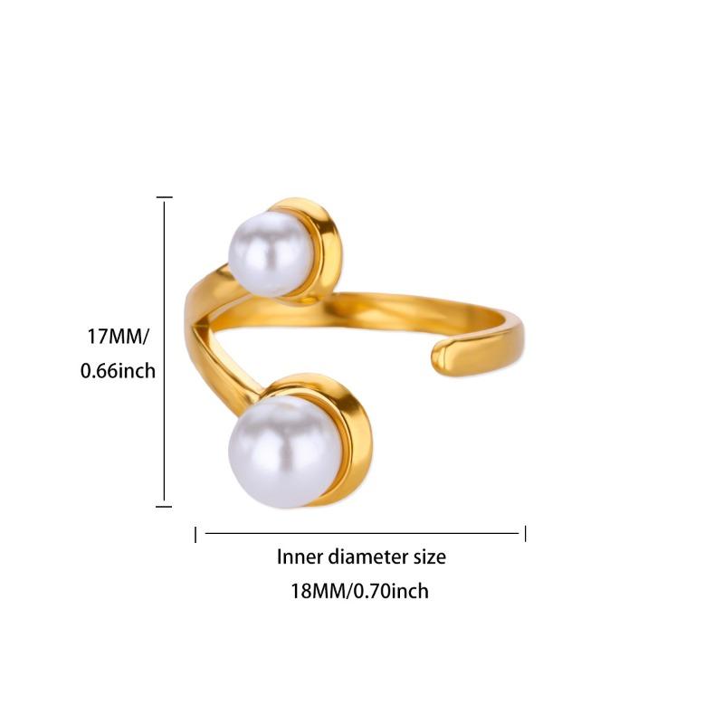 Design sense Double layer micro zircon pearl ring Flower personality lucky opening ring