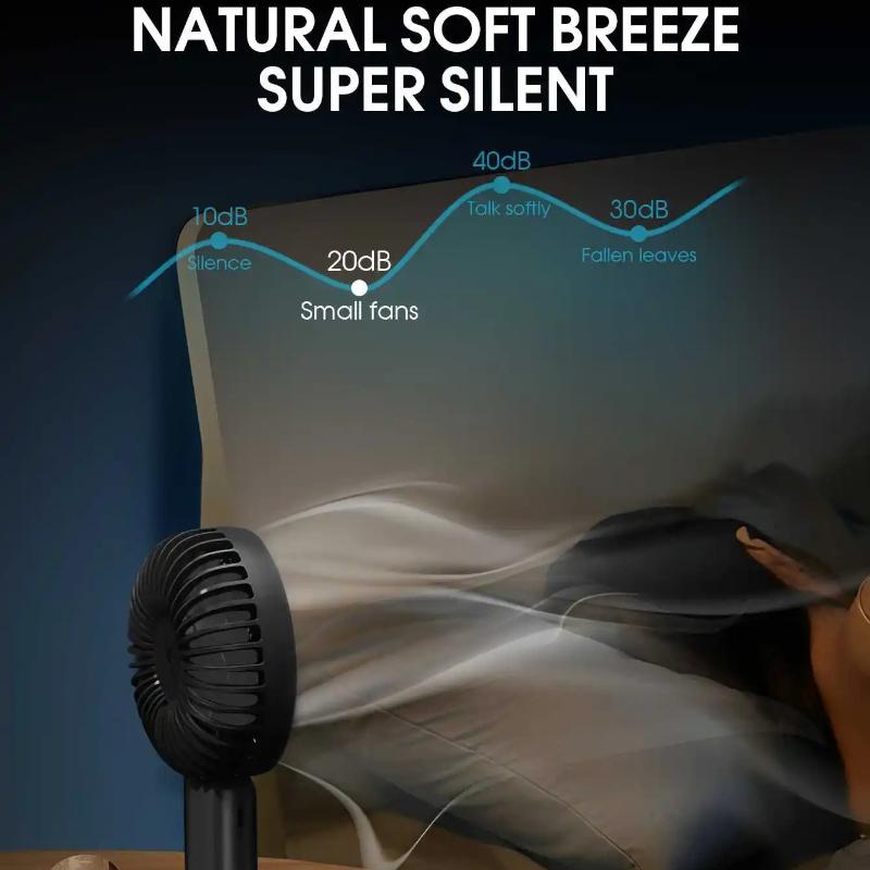 Portable Handheld Fan USB Rechargeable Mini Fan Digital Display 5-Speed Adjustment Suitable For Travel Outdoor Office Home