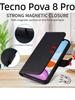 For Tecno Pova 8 Pro Case Diamond Pattern Card Slot Soft Silicone External Leather Support Function Flip Cover Attraction Closure