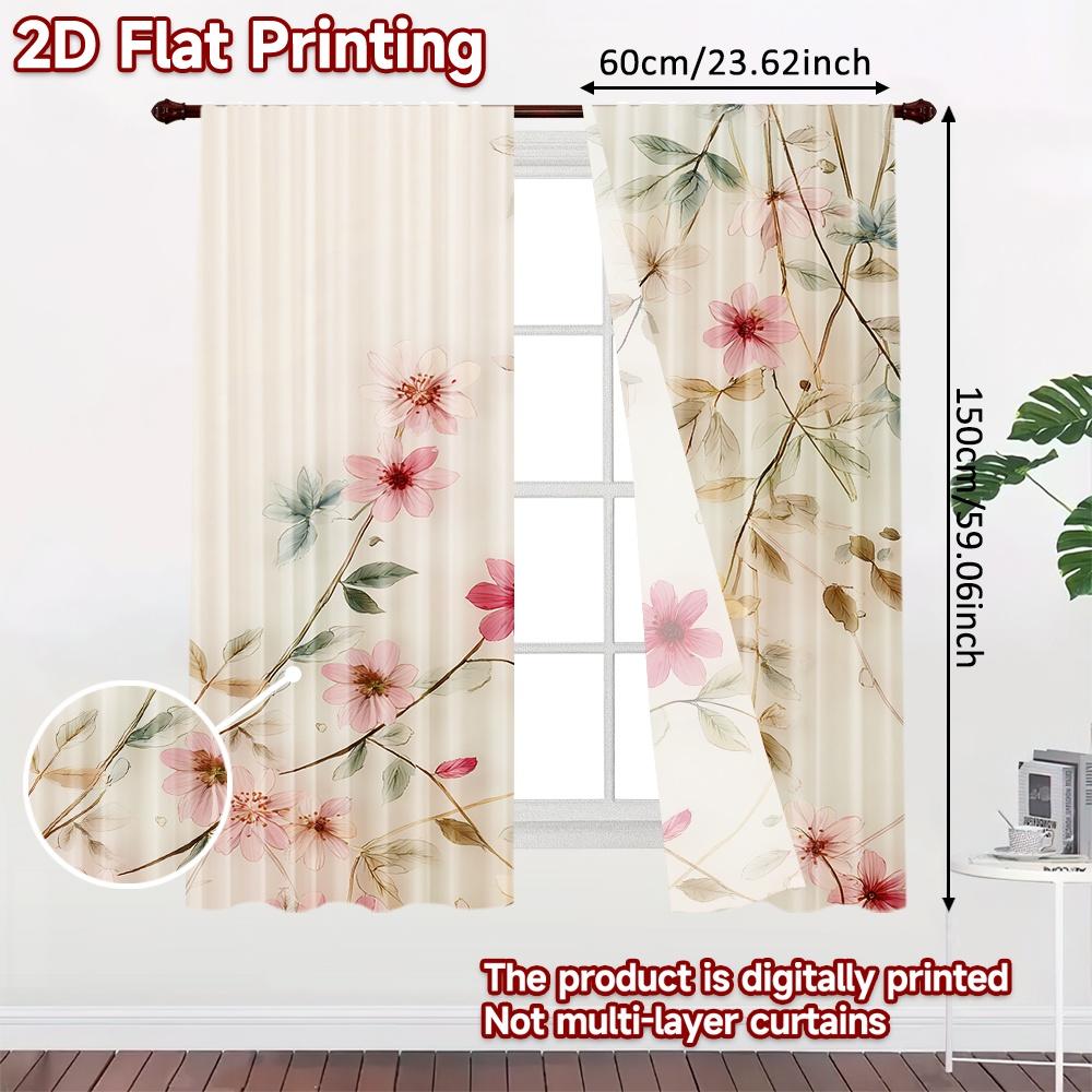Set Of 2 Flat Printing Curtains Without Rod Floral Spring Design Saint Patrick Is Day Holiday Digital Curtain Polyester