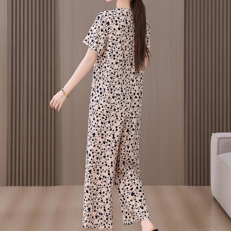 Summer Women's Two Pieces Set Plus Size Elegant Cotton Linen Wide Leg Pant Sets Casual Ladies Clothes