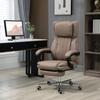 Office Chair with Massage Function, Reclining Backrest, Pull-Out Footrest, Linen Look, 65 X 61 X 118 Cm, Brown
