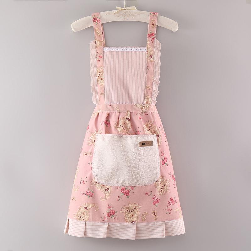 Cotton Canvas Floral For Women'S Kitchen Oilproof Apron With Pockets And Adjustable Waist Belt Waterproof Sleeveless Bib Apron