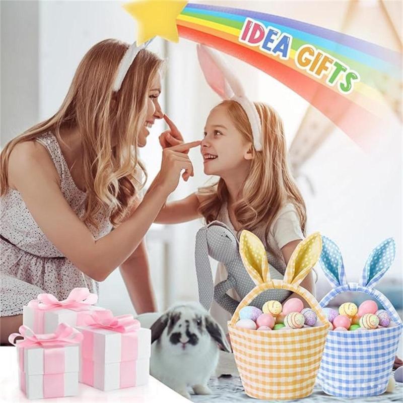Portable Hanging Easters Decors Basket Rabbits Shape Easters Organizers  Basket For Kids Room Decors And Gift Presentation