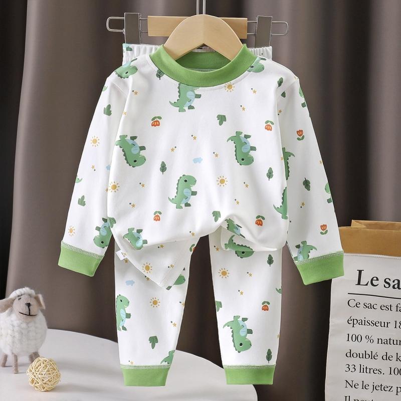 2-teiliges/Set Kinder Herbst Warme Schlafanzugsets Baby Jungen Mädchen Niedlich Cartoon Langarm T-Shirt Tops + Hosen Kleinkind Freizeit Nachtwäsche Unterwäsche
