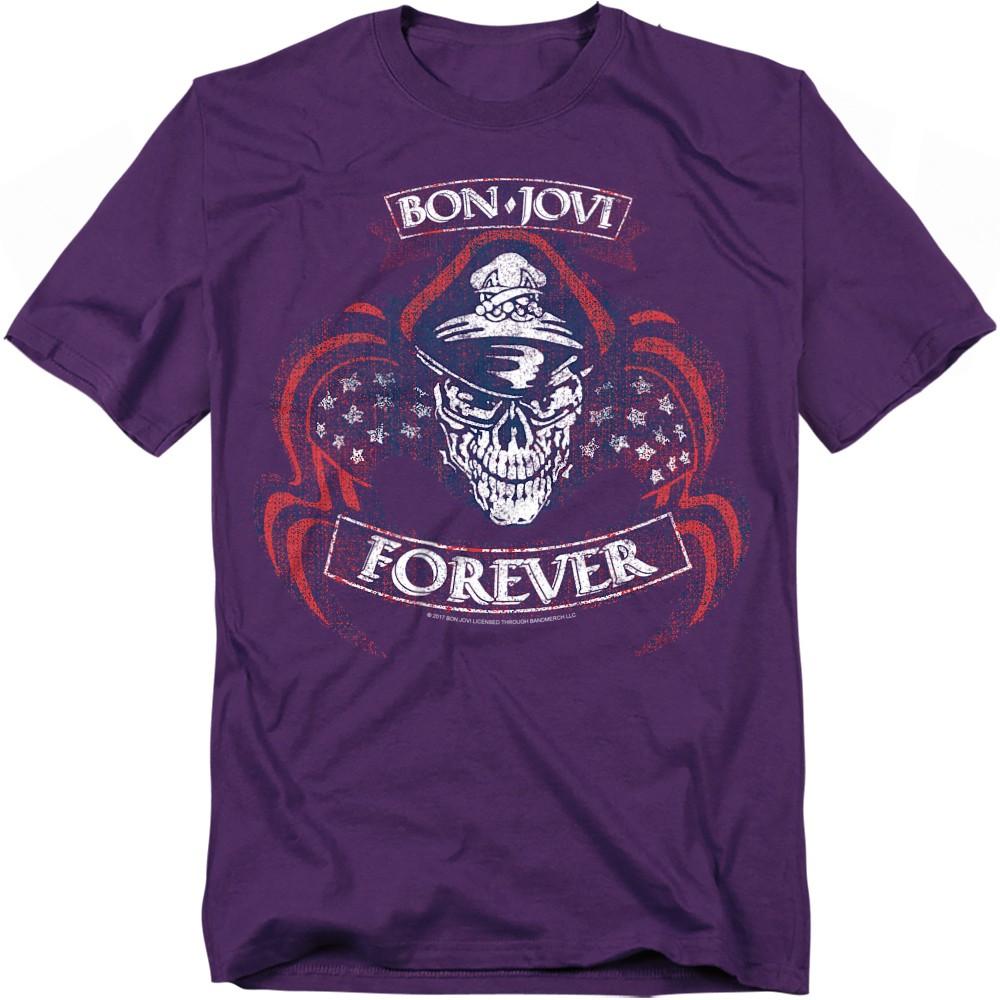 Bon Jovi Forever Skull T-Shirt S-4XL Purple XXL