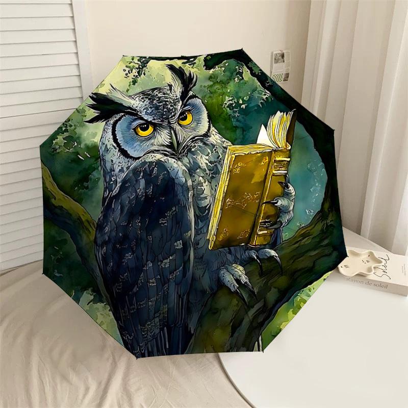 Мудрость взлетает: Путешествие Заколдованной Совы - Зонт с Автоматическим Открытием, Защита от Погоды, Легкий и Прочный Дорожный Аксессуар