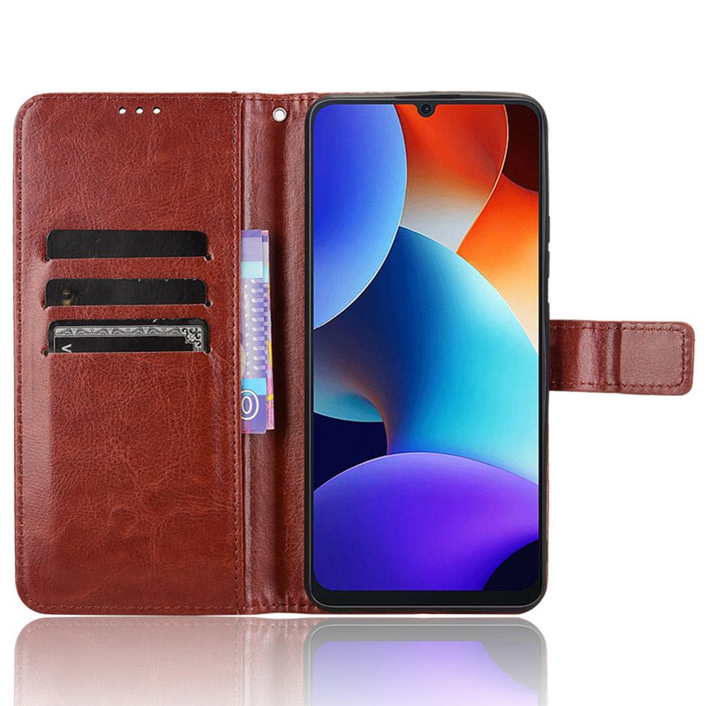 

For Blackview Color 8/Oscal Modern 8 Wallet Case Crazy Horse Texture Leather Phone Cover Brown
