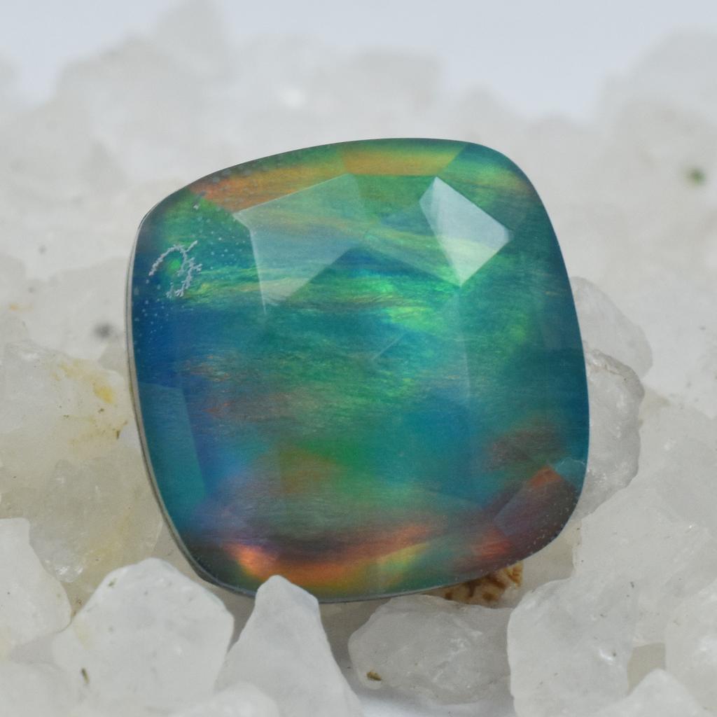Lab-Created Opal Loose Gemstone 14.9 Ct Square Cushion Multi-Color October Birthday Birthstone