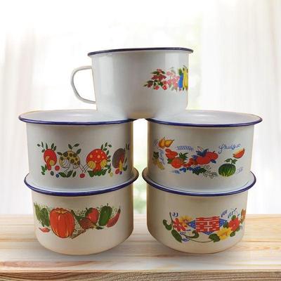 Shangqi Retro Floral Enamel Mug and Noodle Bowl with Lid