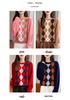 Vintage Argyle Wool Knit Sweater for Women - Slimming, Warm, Anti-Aging, Long Sleeve, Round Neck