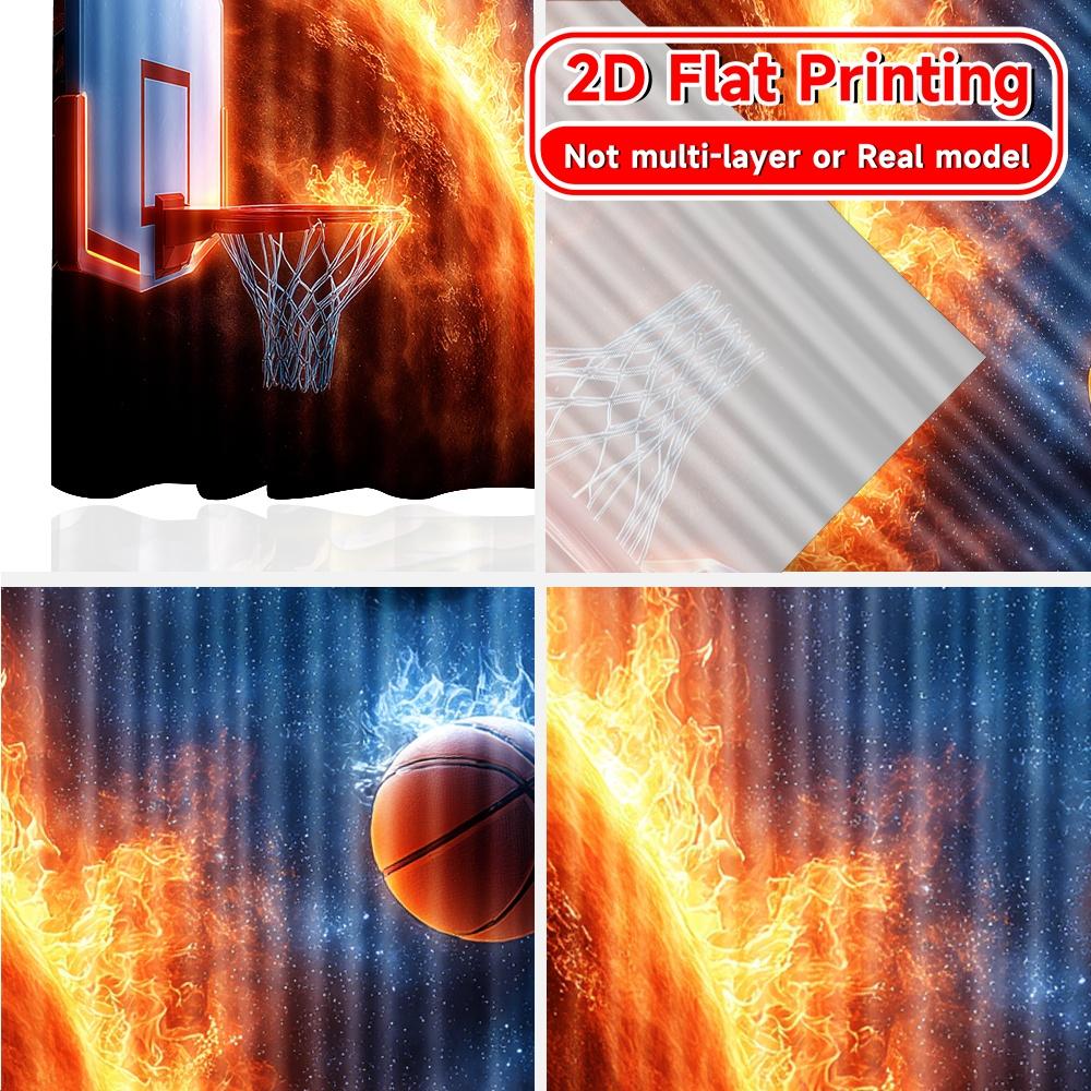 2D FLAT PRINTING 2pcs Curtains (Without Rod) Dynamic Basketball Universe Modern Fashionable Curtainments During the Ramadan