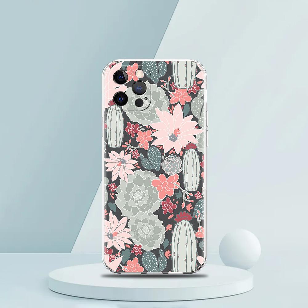 Plant Cactus Phone Case for iPhone 16 15 14 13 12 Pro Max Transparent Soft for iPhone 11 Pro Max 7 8 Plus XS XR Shell Bags