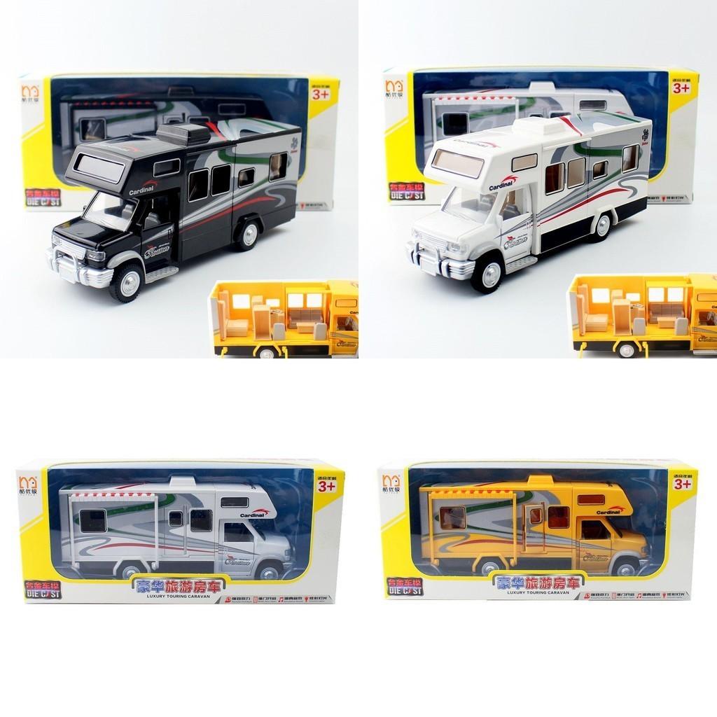 Alloy Deluxe 132 Travel Motorhome Bus Children's Toy Car Model Decoration Sound And Light Retractable Door