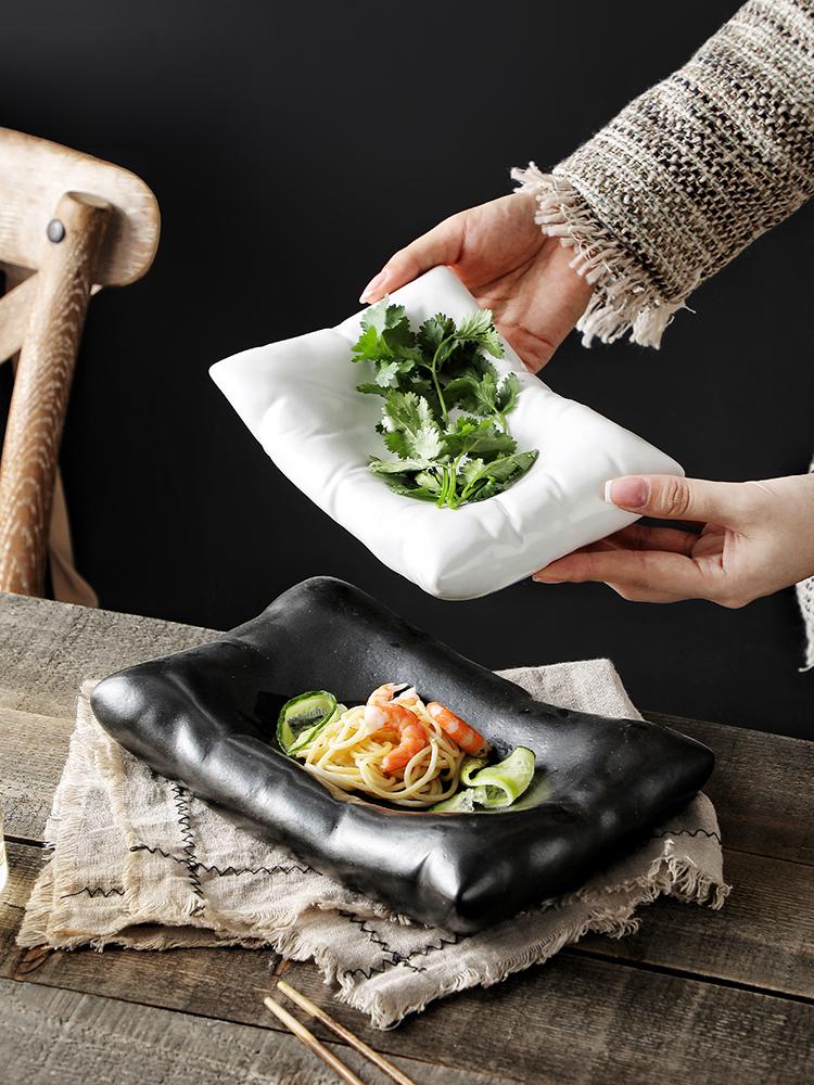 Nordische Keramiksalat- und Pastaplatte: Hochwertiges Geschirr für Snacks und Desserts