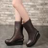 Thick Leather Women's Boots Mid Calf Boots