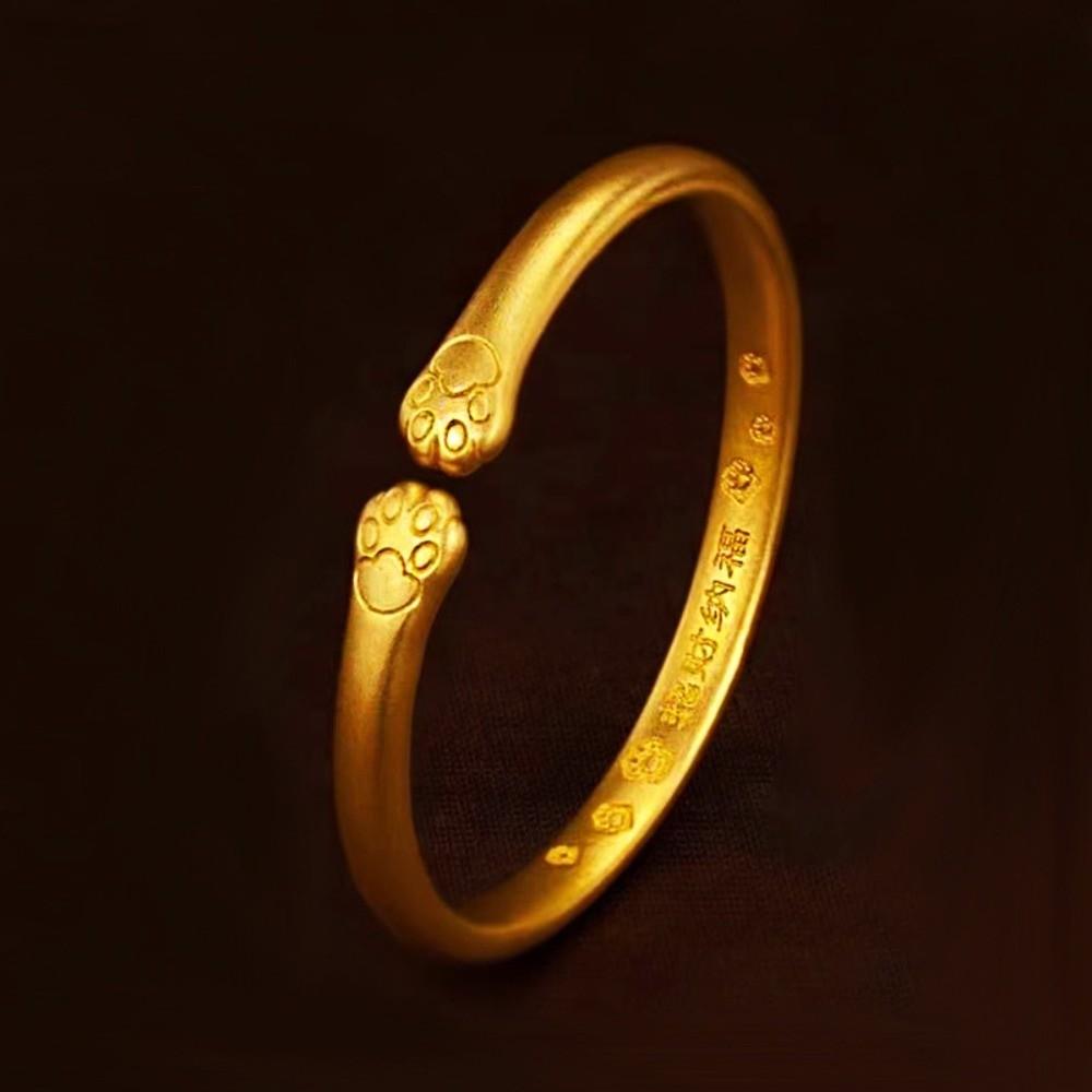 Baby Armlet Metal Opening Bangle Carved Pattern Frosted Golden Wrist Jewelry  Versatile