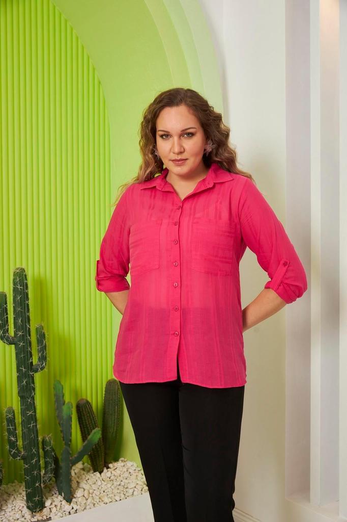 Women's Style Plus Size Shirt Big Size Black Shirt With Pocket And Sleeve Detail