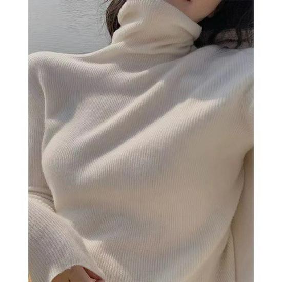 Nai Fufu Women's High-Neck Slim-Fit Wool Knit Sweater: Luxurious Autumn/Winter Base Layer