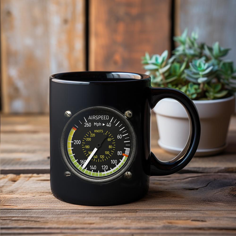 Aircraft Instrument Panel Pattern Coffee Ceramic Mug Airplane Enthusiast Birthday Gift Boys Water Cup Funny Mug