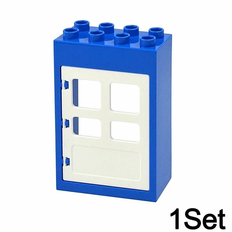 Big Size Building Blocks House Furniture Assemble Wall Fence Roof Door Window Construction Large Bricks Toys Compatible Duploes