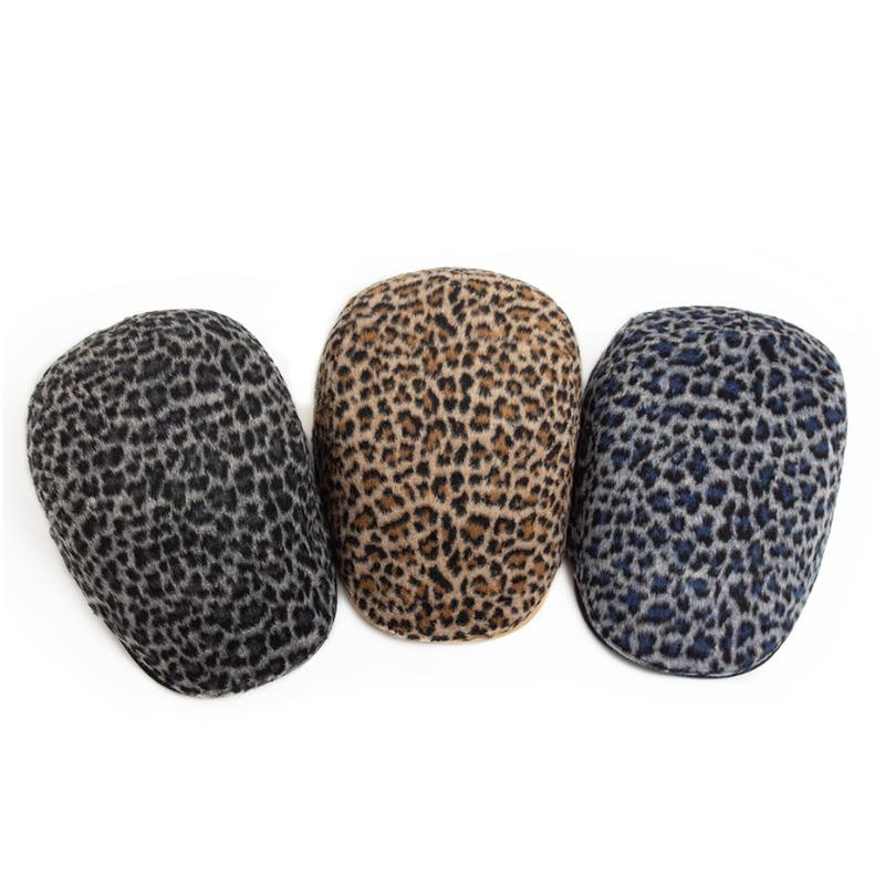 Fashion Leopard Print Beret Women Autumn Winter Thick Warm Hats Trend Hip Hop Female Hat Vintage Berets Adjustable