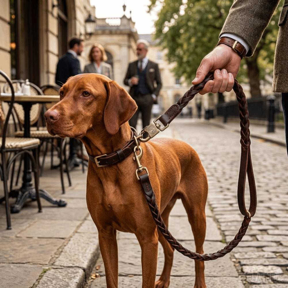 Guinzaglio in Vera Pelle di Mucca per Cani Cinturino Largo Guida da Pastore Viaggio Escursionistico all'Aperto