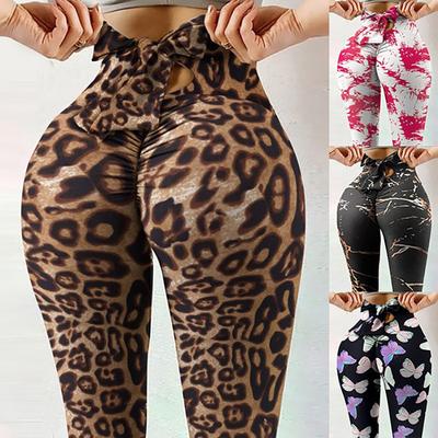 New European and American Style Women's  Bow Print Yoga Butt-Lifting Leggings High Waist and High Elasticity Running Fitness Yoga Pants
