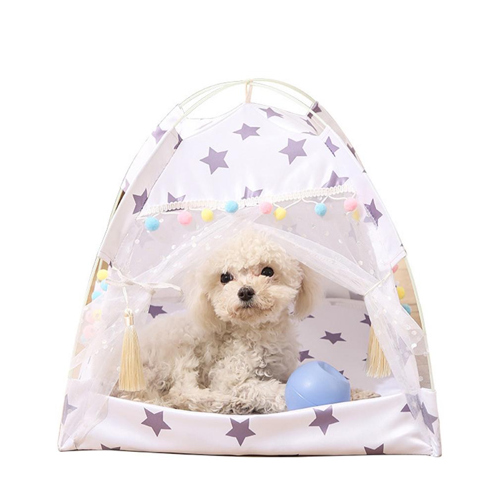 Pet Princess Style Tent With Breathable Windows Door Detachable Washable Kennel Shelter House For Dogs Cats