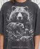 Grizzly Bear Family Wildlife Nature Forest Wilderness Animal Lover Comfort Colors® Tshirt, Vintage Bootleg Graphic Black And White Tees,
