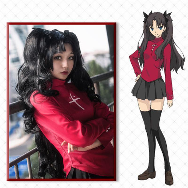 Scione Fate Stay Night Rin Tohsaka Cosplay Costume Women Red Top Skirt Halloween Outfit