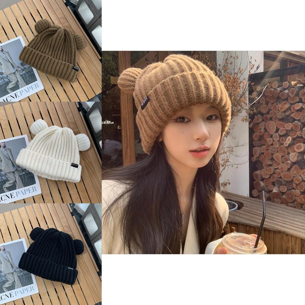 Design Bear Lovely Winter Hat For Women Soft And Warm Knit Beanie With Brim Short