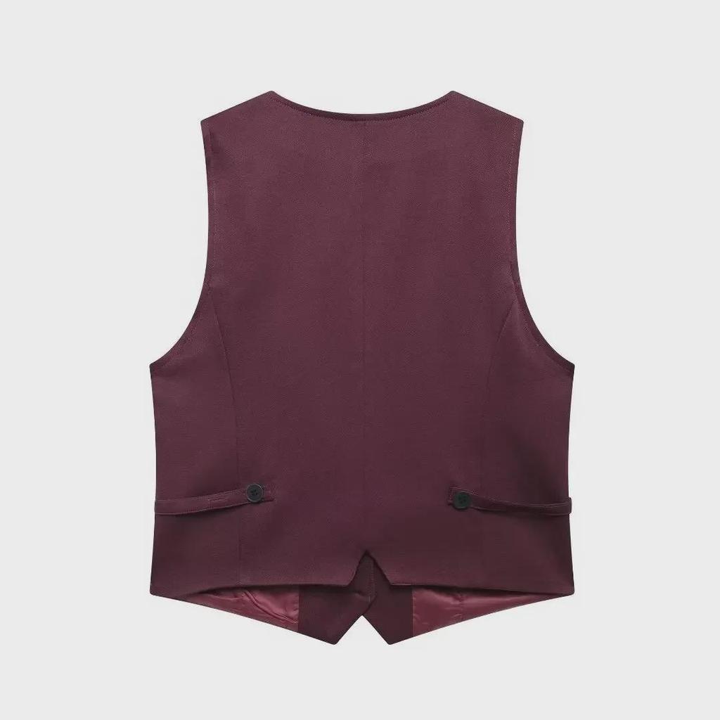 Sleeveless Slim Vest & Wide-Leg Pants Women's Suit