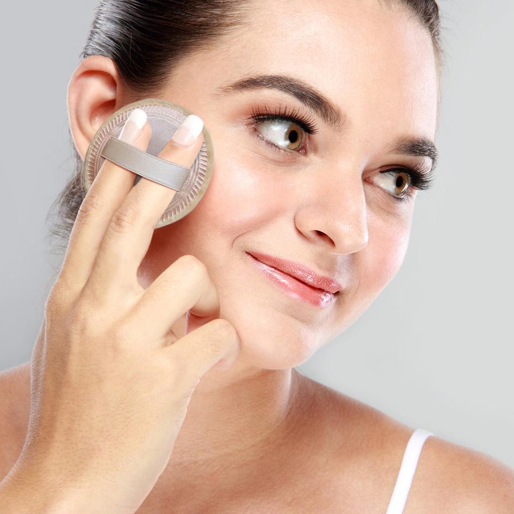 10pcs Powder Puff Cotton Cosmetic Face Makeup Powder Puffs Pads With Ribbon For Loose And Foundation 2.36 Inch