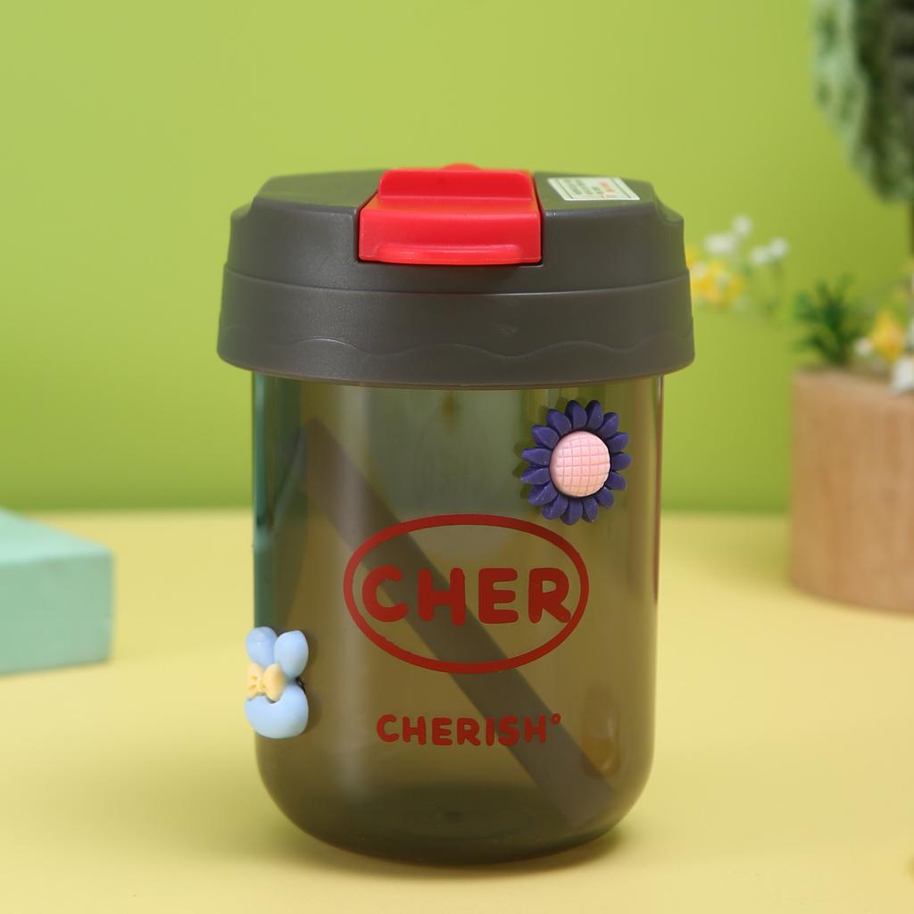 Large Capacity 330ml Portable Plastic Water Bottle With Straw Cute Cartoon Design Sealed Leak Proof Cup For School Office Travel MIT