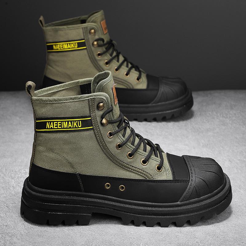 High Quality Men's High Top Boots 2025 New Breathable Canvas Boots Non-slip Wear-resistant Platform Boots Designer Men's Shoes