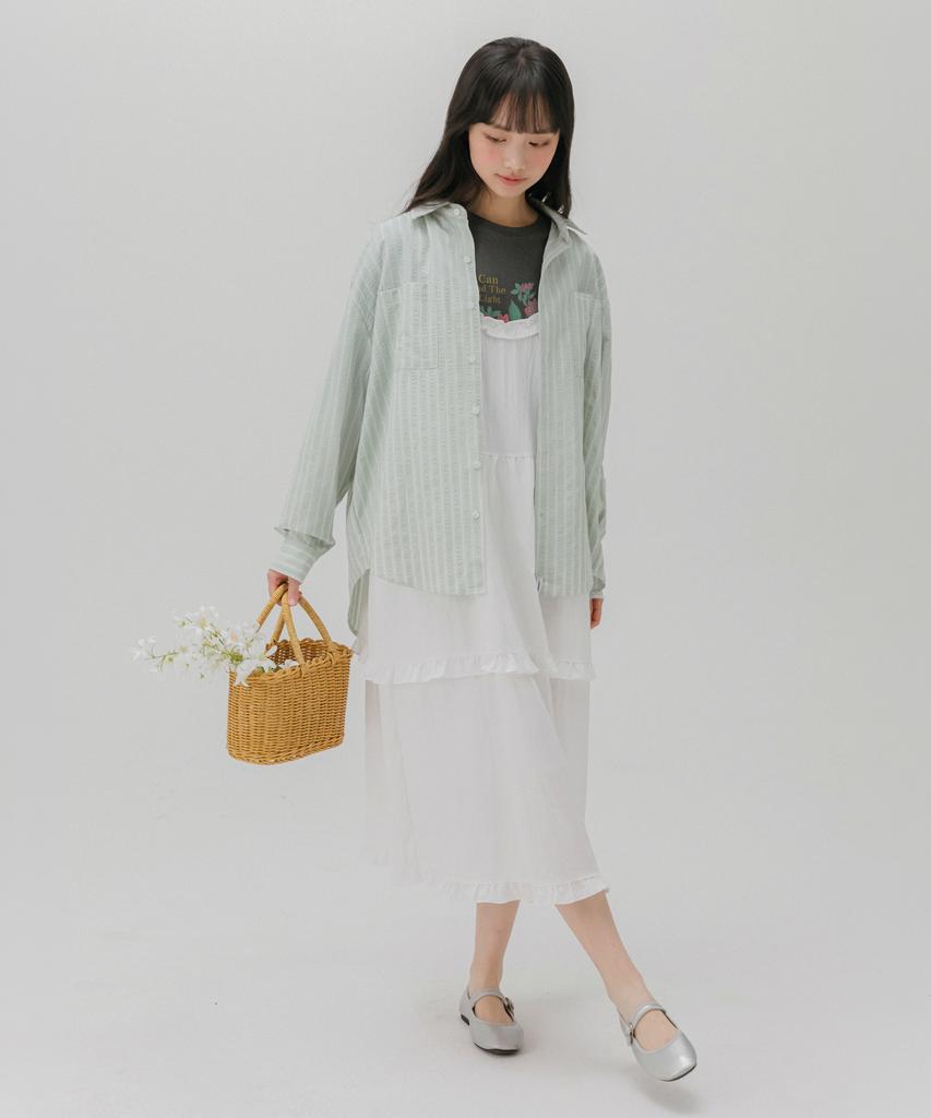 Mellotoli Frill Layer Long Dress (White)