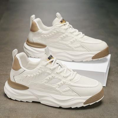 Chaussures de printemps pour hommes Chaussures en maille respirante Tendance pour hommes Toutes les petites chaussures blanches Chaussures de sport à plateforme Chaussures de papa décontractées