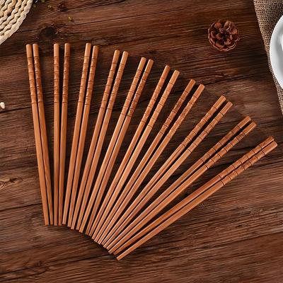 10/50 Par Naturliga Bambu Trä Karboniserade Ätpinnar Återanvändbara Bambu Knä Ätpinnar Ätpinnar Hälsosam Kinesisk Middagsservis