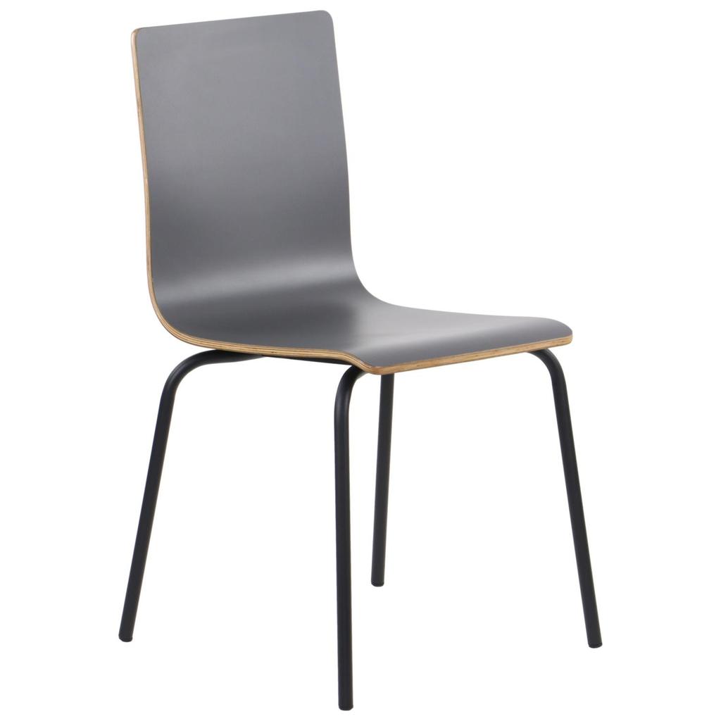 Gray plywood chair with black frame. Model WERDI B