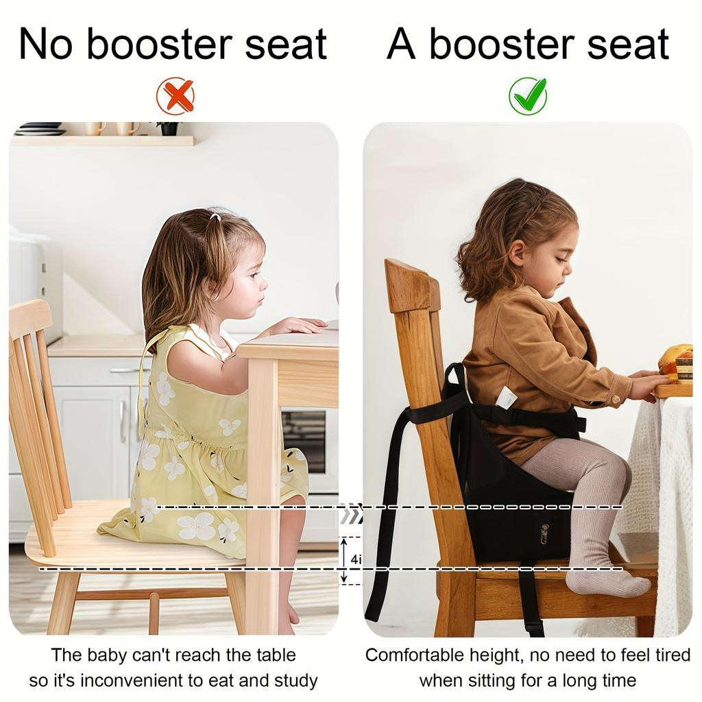 Portable Baby High Chair Booster Pad, Foldable Anti-Slip Mat for Kitchen Chairs, Ideal Booster Seat for 0-3 Year Old Toddlers
