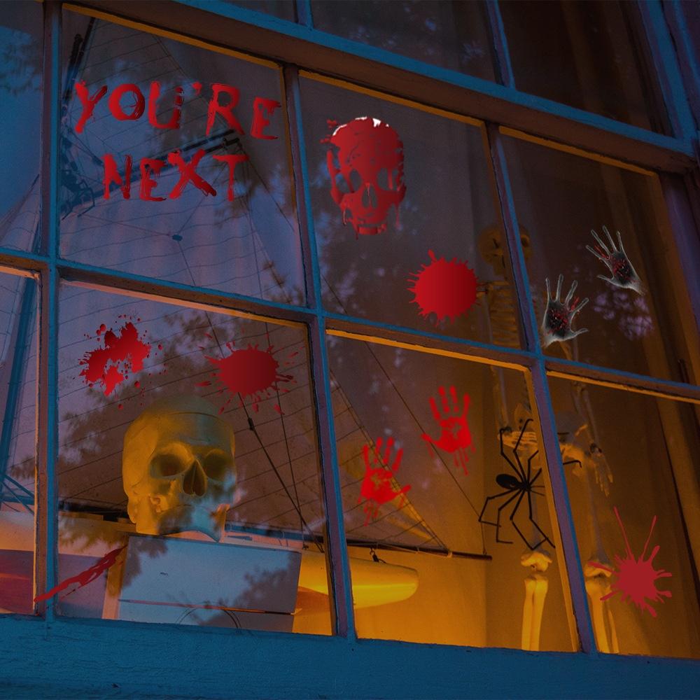 Halloween Decorations Blood Prints Wall Stickers Blood Footprints Ghost Axe Props Easter Stickers Window Stickers