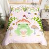 Kawaii Frog Duvet Cover Cute Frog Bedding Set For Boys Girl Blossom Flowers Floral Comforter Cover Cartoon Farm Animal Bed Cover