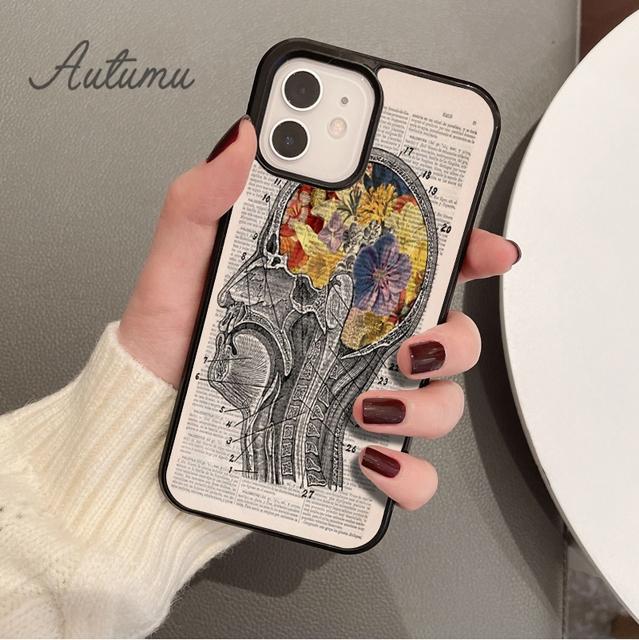 Human Anatomy Phone Case for iPhone 11 12 13 14 Pro Max Mini X XR XS SE 2020 5 6S 7 8 Plus Samsung Galaxy S21 S22 Cover Shell