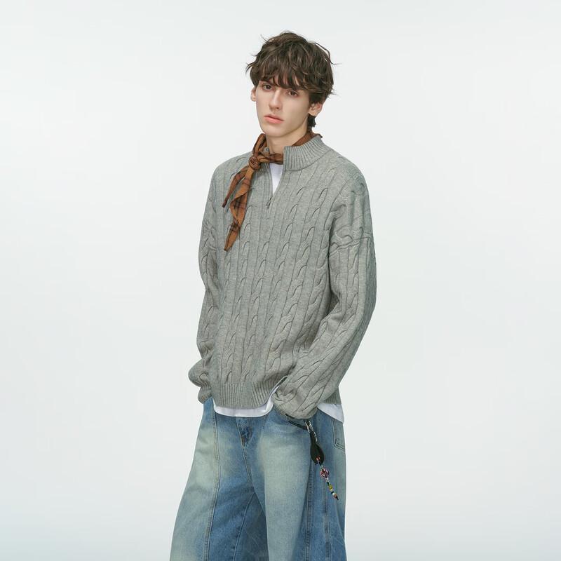 

Men s Half-Zip Cable Knit Mock Neck Sweater L