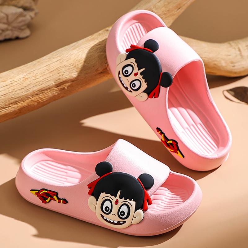 

EVA Nezha children s slippers for boys and girls, summer cartoon bath home bathroom non-slip outdoor baby sandals 38-39Code（Inner Length2 рожевий