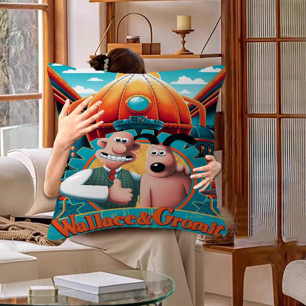 Kawaii WWallace und Gromit Anime Kissenbezug Zoll Bauernhaus Dekor Heim Überwurfskissenbezüge Für Sofadekorationen