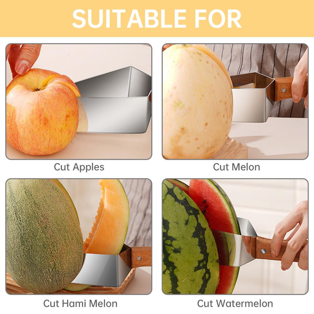 Rostfritt stål multifunktionell kraftig fruktskärare stor vattenmelon skärare bärbar lättrengörande kök picknick effektivt matlagningsverktyg