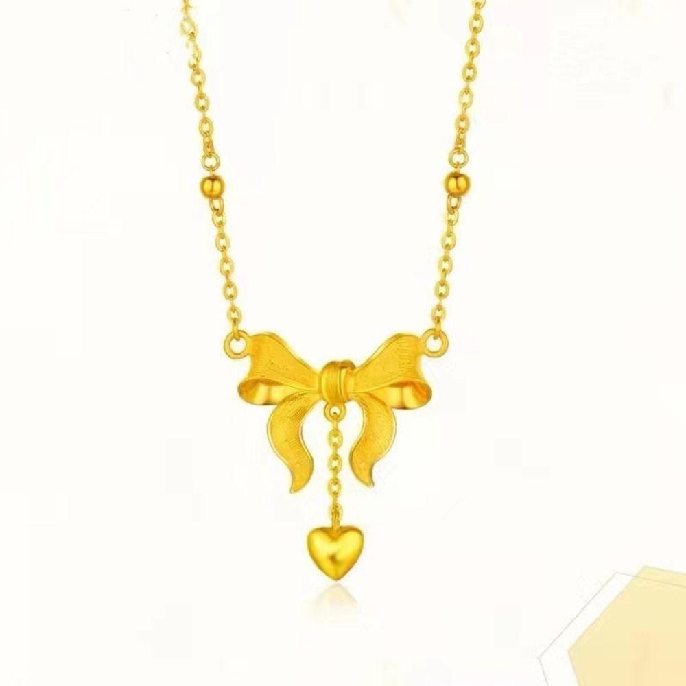 Collier de Luxe pour Femme Collier à Franges Nœud Doré Chaîne Papillon à Pendentif Décoration Mode