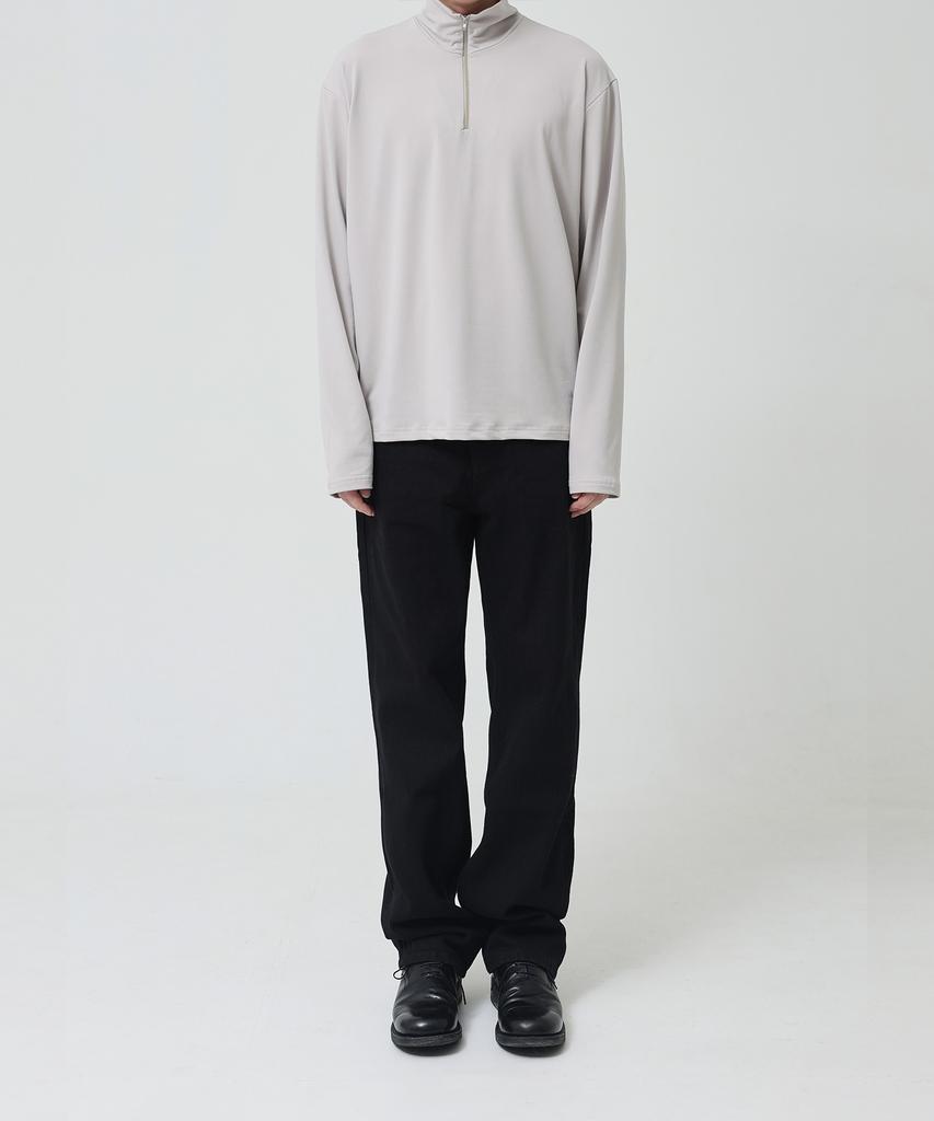 OX STUDIOS Soft Fluffy Half Zip-Up (Beige Gray)